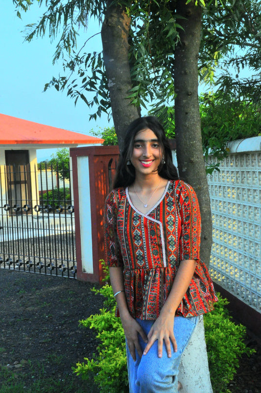 Shreevaan Jaipuri Print Short Kurti for Women - Shreevaan